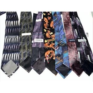 Lot of 7 Mens Neck Ties Various Colors, Silk And Polyester Tobasco, And More